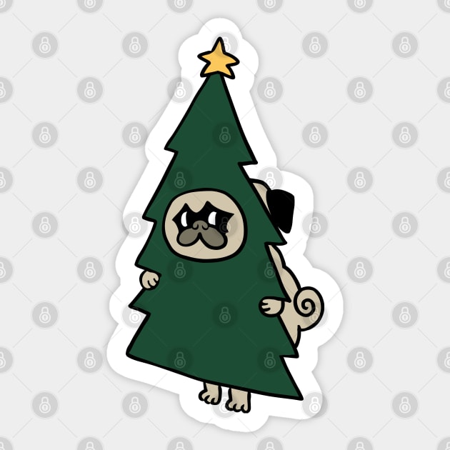 Christmas Pug Tree Sticker by huebucket